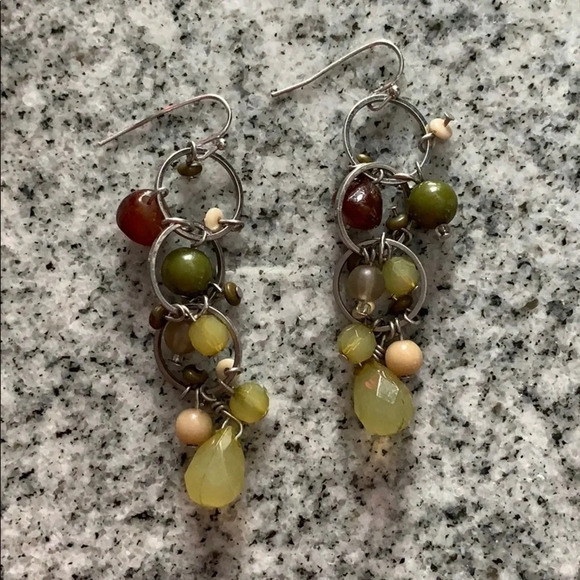 Green, Brown, and Beige Earrings - Picture 5 of 6